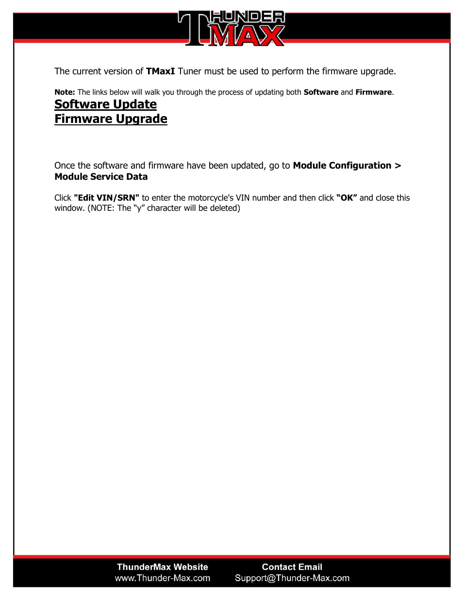 Software update, Firmware upgrade | ThunderMax VIN ERR - How To Correct VIN Error User Manual | Page 3 / 3