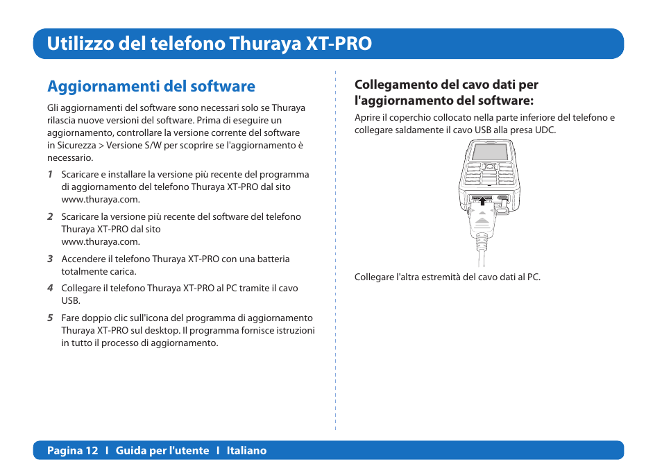 Utilizzo del telefono thuraya xt-pro, Aggiornamenti del software | Thuraya XT-PRO User Manual | Page 127 / 206