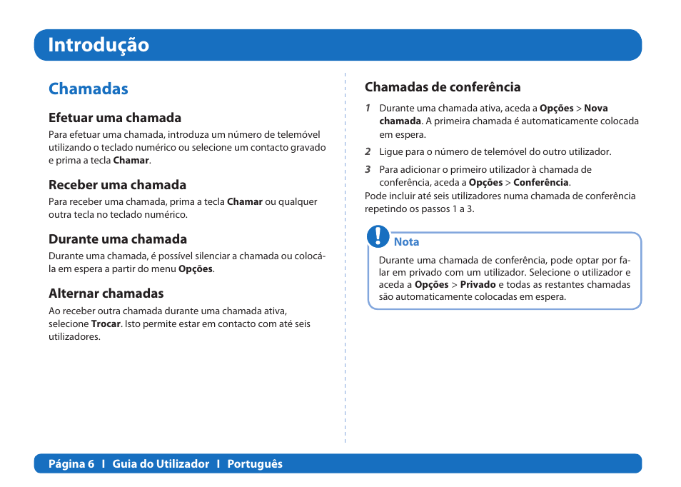 Introdução, Chamadas | Thuraya XT-PRO User Manual | Page 135 / 206