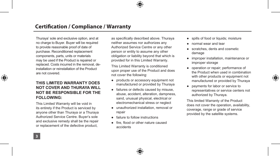 Certification / compliance / warranty | Thuraya XT-LITE User Manual | Page 136 / 139