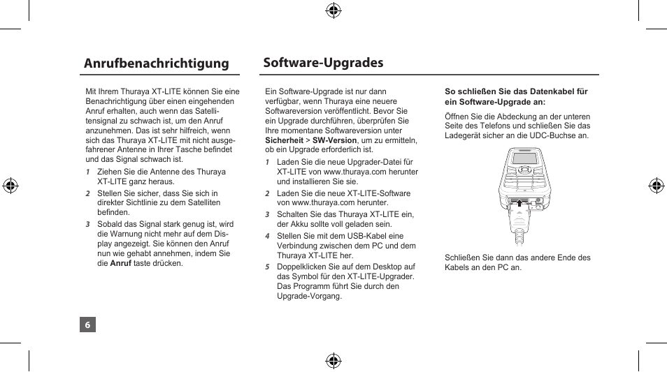 Anrufbenachrichtigung, Software-upgrades | Thuraya XT-LITE User Manual | Page 29 / 139