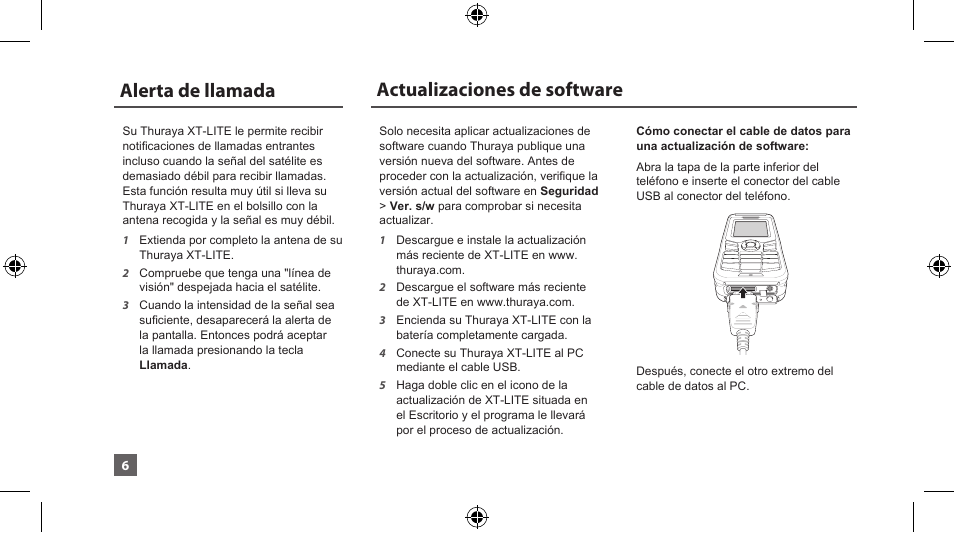 Alerta de llamada, Actualizaciones de software | Thuraya XT-LITE User Manual | Page 39 / 139