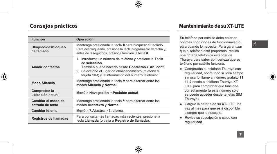 Consejos prácticos, Mantenimiento de su xt-lite | Thuraya XT-LITE User Manual | Page 40 / 139