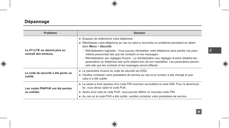 Dépannage | Thuraya XT-LITE User Manual | Page 62 / 139