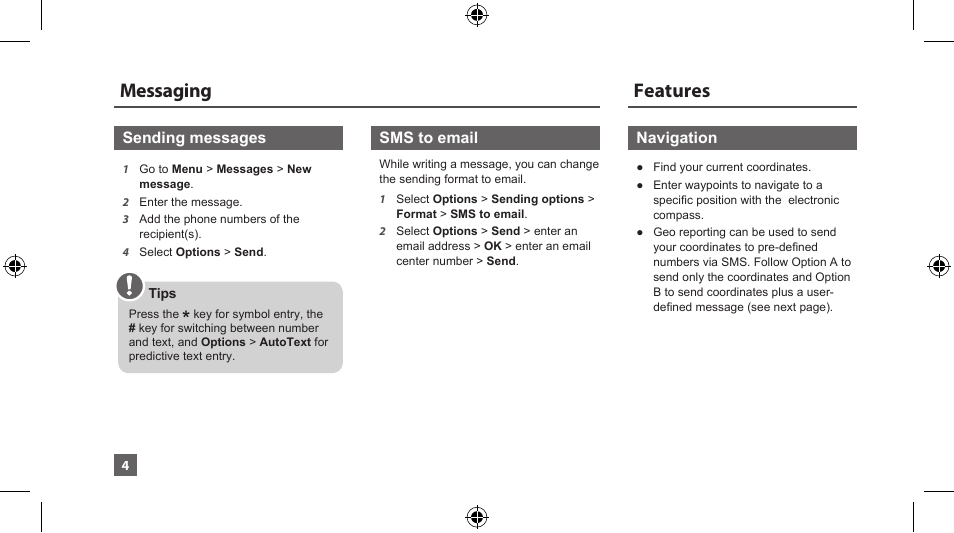 Messaging, Features | Thuraya XT-LITE User Manual | Page 7 / 139