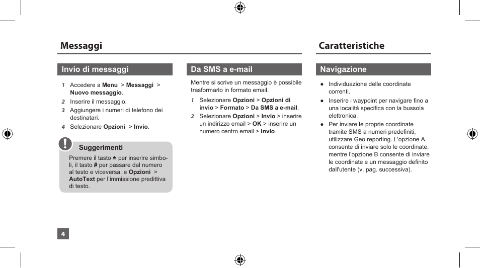 Messaggi, Caratteristiche | Thuraya XT-LITE User Manual | Page 77 / 139