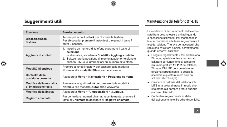 Suggerimenti utili, Manutenzione del telefono xt-lite | Thuraya XT-LITE User Manual | Page 80 / 139