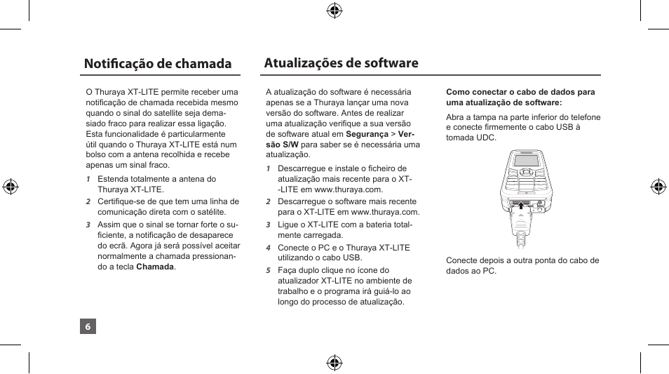 Notificação de chamada, Atualizações de software | Thuraya XT-LITE User Manual | Page 89 / 139