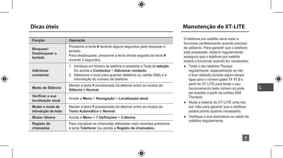 Dicas úteis, Manutenção do xt-lite | Thuraya XT-LITE User Manual | Page 90 / 139