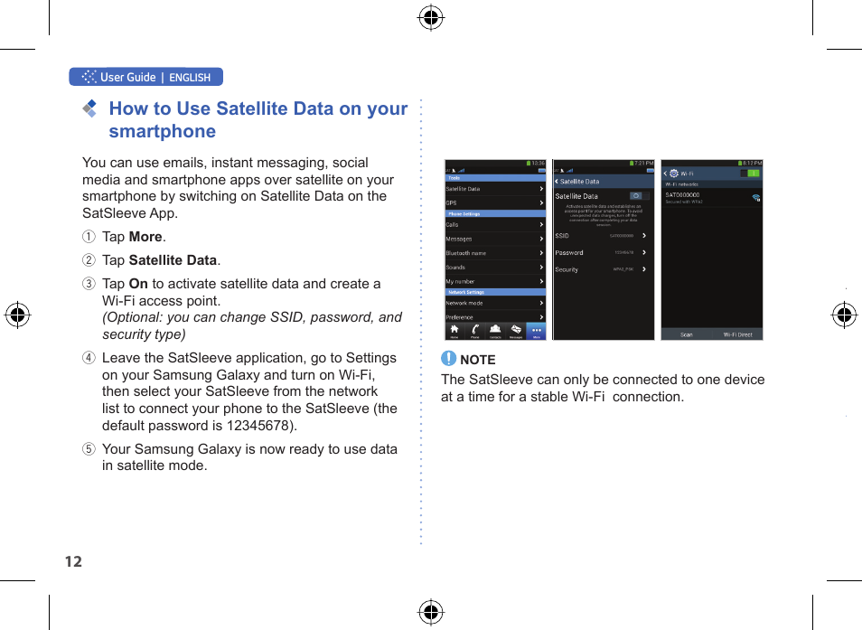 How to use satellite data on your smartphone | Thuraya SatSleeve for Android User Manual | Page 12 / 18