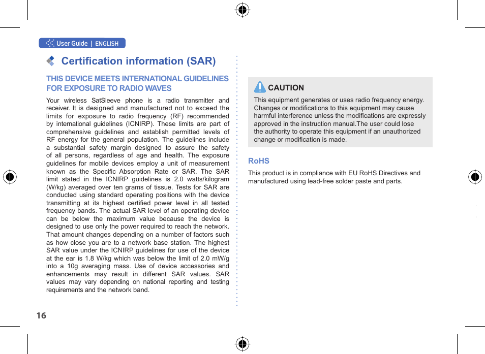 Huwl¿fdwlrqlqirupdwlrq 6$5 | Thuraya SatSleeve for Android User Manual | Page 16 / 18