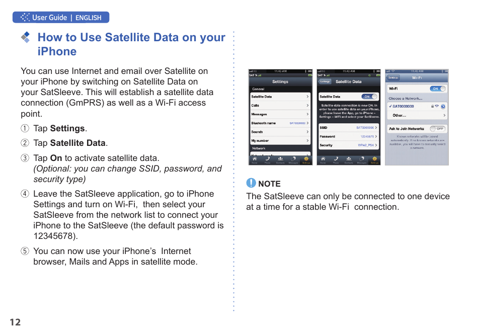 How to use satellite data on your iphone | Thuraya SatSleeve for iPhone User Manual | Page 12 / 18