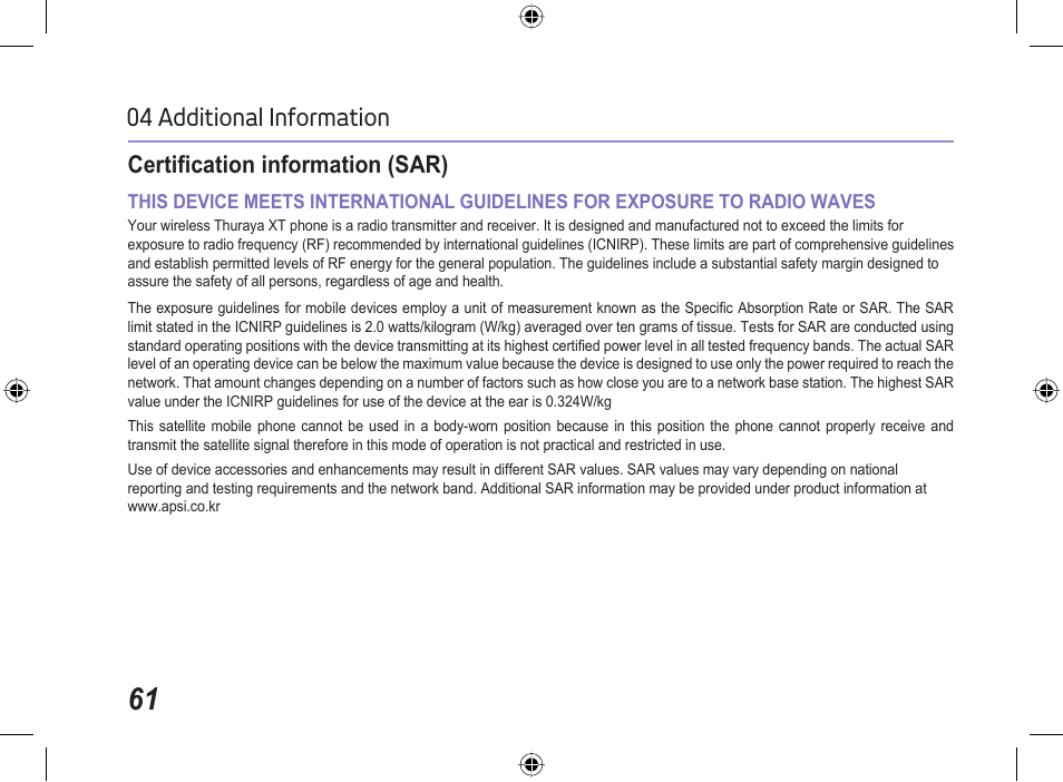 Thuraya XT User Manual | Page 67 / 73