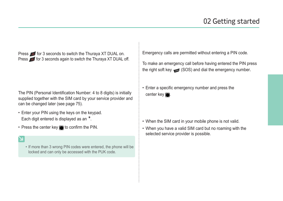 02 getting started | Thuraya XT-DUAL User Manual | Page 20 / 104