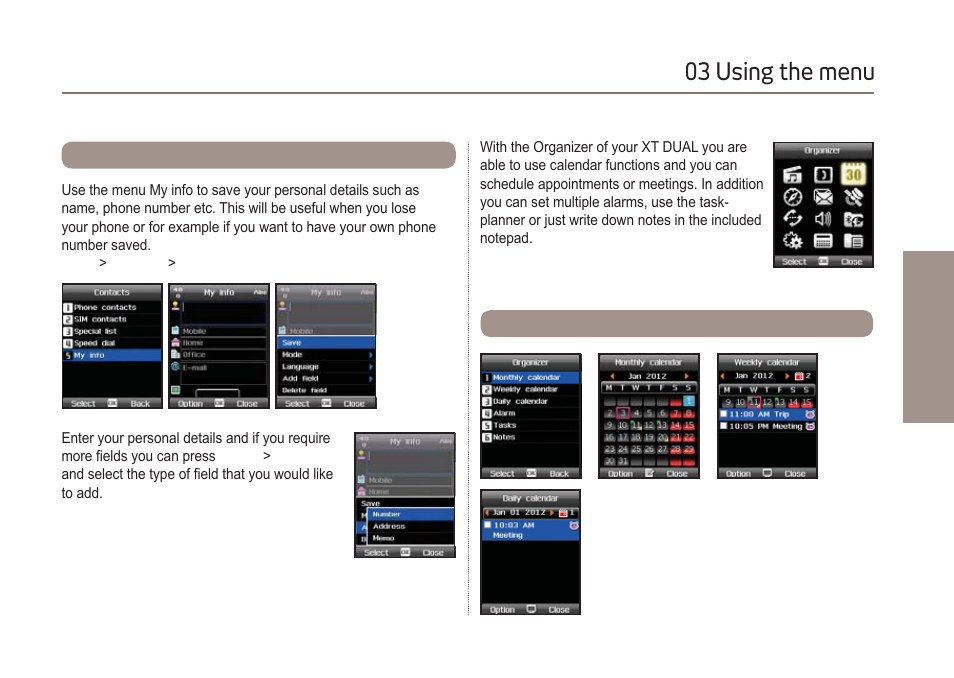 Organizer | Thuraya XT-DUAL User Manual | Page 40 / 104