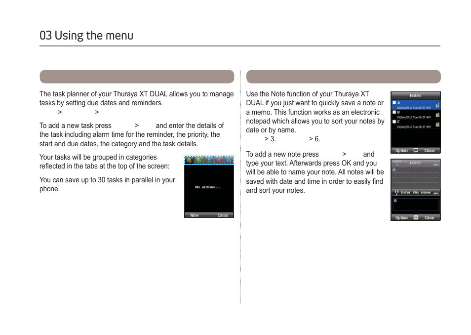 03 using the menu | Thuraya XT-DUAL User Manual | Page 43 / 104