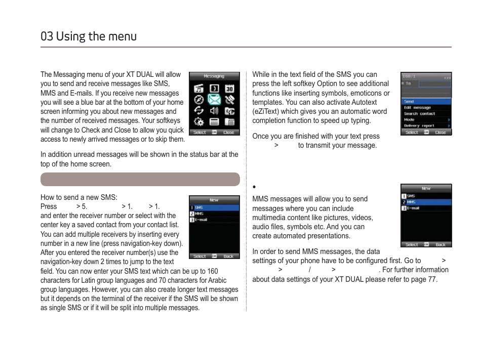 03 using the menu, Messaging | Thuraya XT-DUAL User Manual | Page 51 / 104