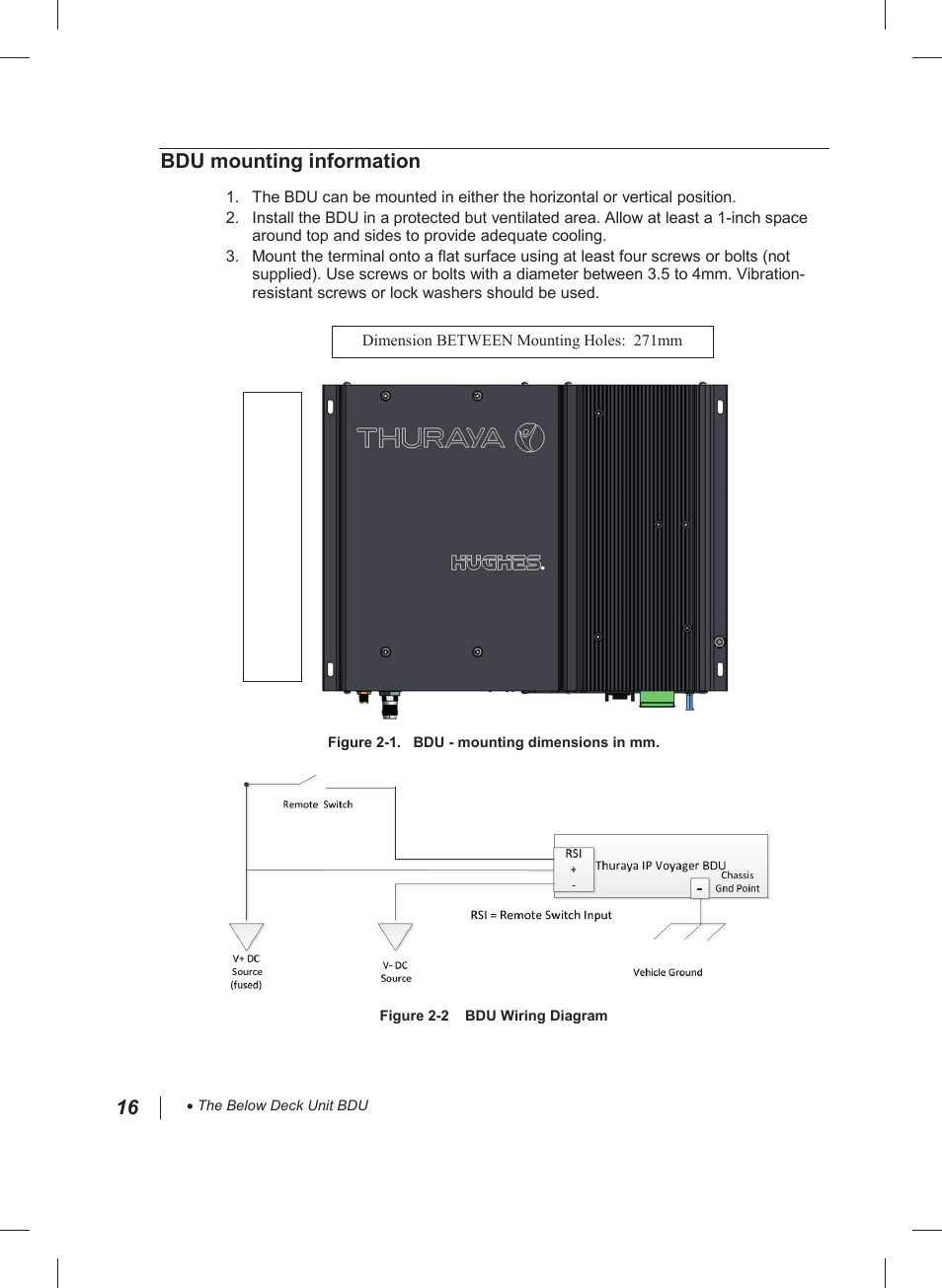 Bdu mounting information | Thuraya IP Voyager User Manual | Page 16 / 24