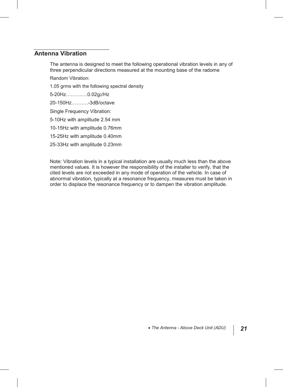 21 antenna vibration | Thuraya IP Voyager User Manual | Page 21 / 24