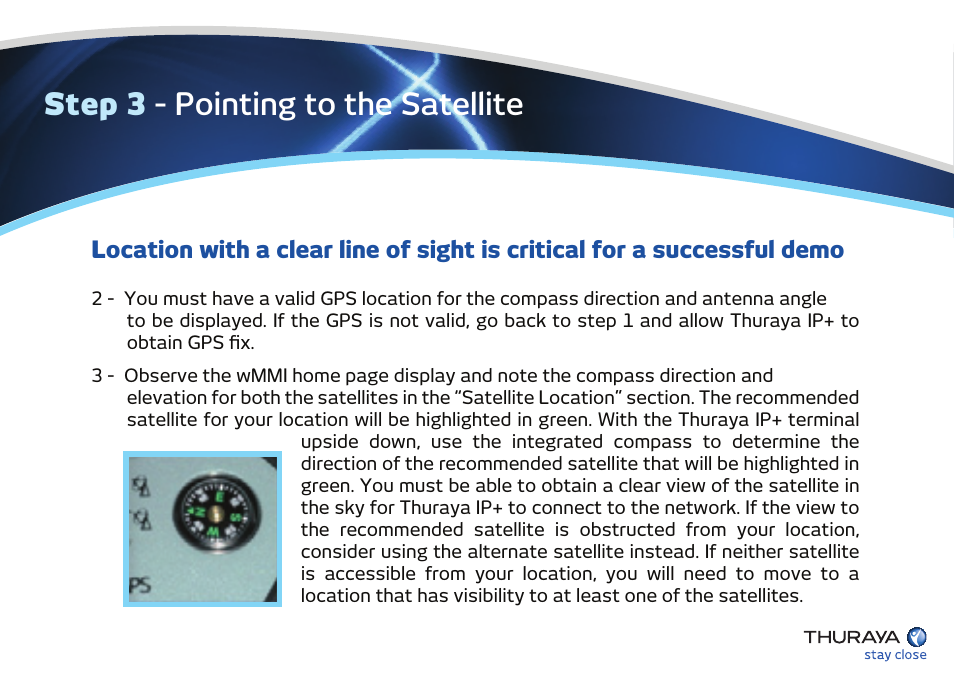 Step 3 - pointing to the satellite | Thuraya IP User Manual | Page 11 / 16