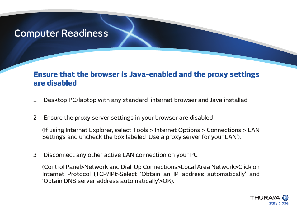 Computer readiness setting up – step-by-step guide | Thuraya IP User Manual | Page 6 / 16