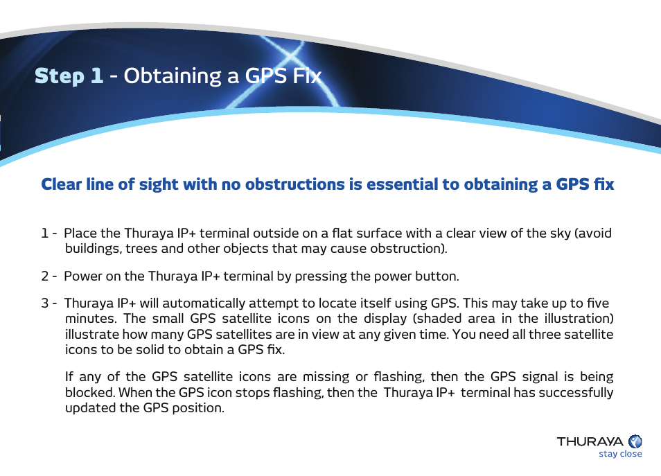 Step 1 - obtaining a gps fix, Step 2 - connecting to the computer | Thuraya IP User Manual | Page 8 / 16