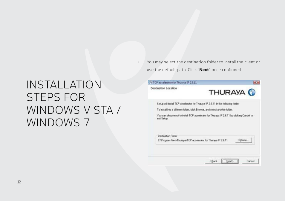 Installation steps for windows vista / windows 7 | Thuraya IP User Manual | Page 13 / 21