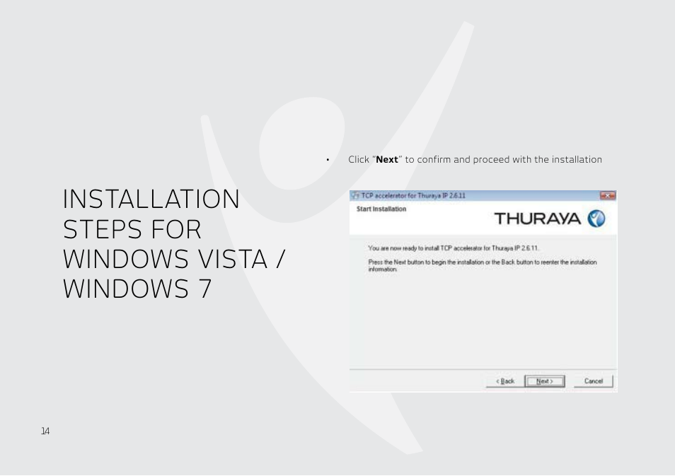 Installation steps for windows vista / windows 7 | Thuraya IP User Manual | Page 15 / 21