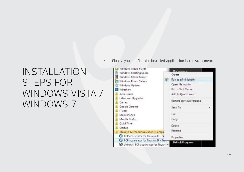 Installation steps for windows vista / windows 7 | Thuraya IP User Manual | Page 18 / 21
