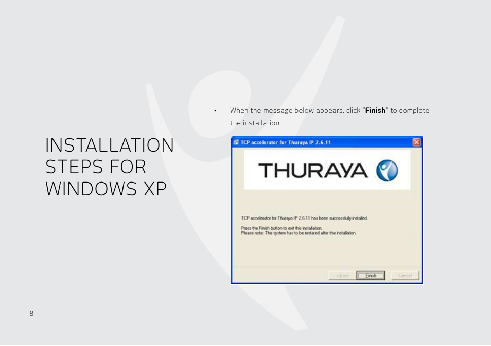 Installation steps for windows xp | Thuraya IP User Manual | Page 9 / 21