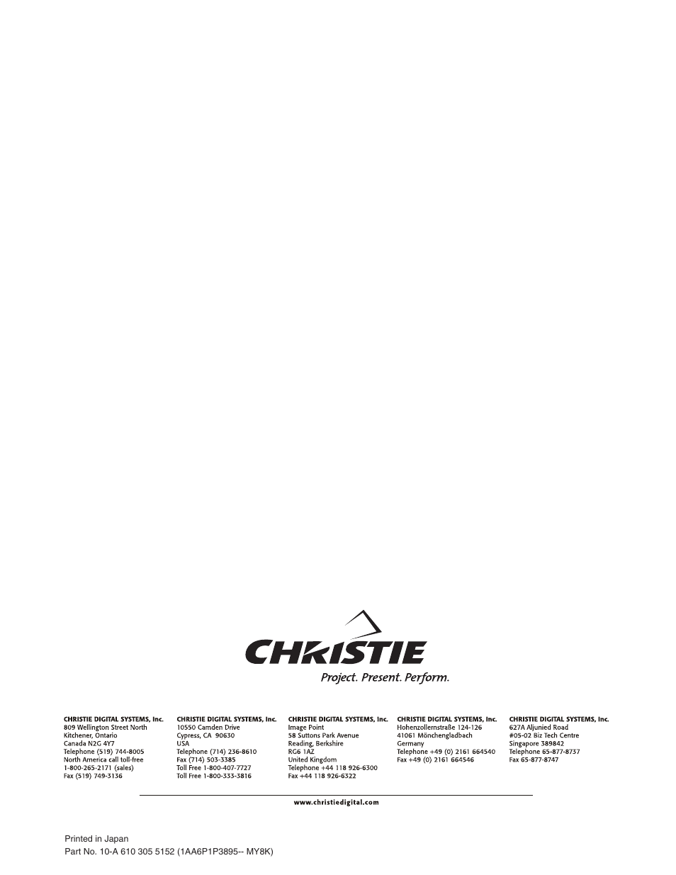 Christie Digital Systems 38-VIV302-01 User Manual | Page 52 / 52