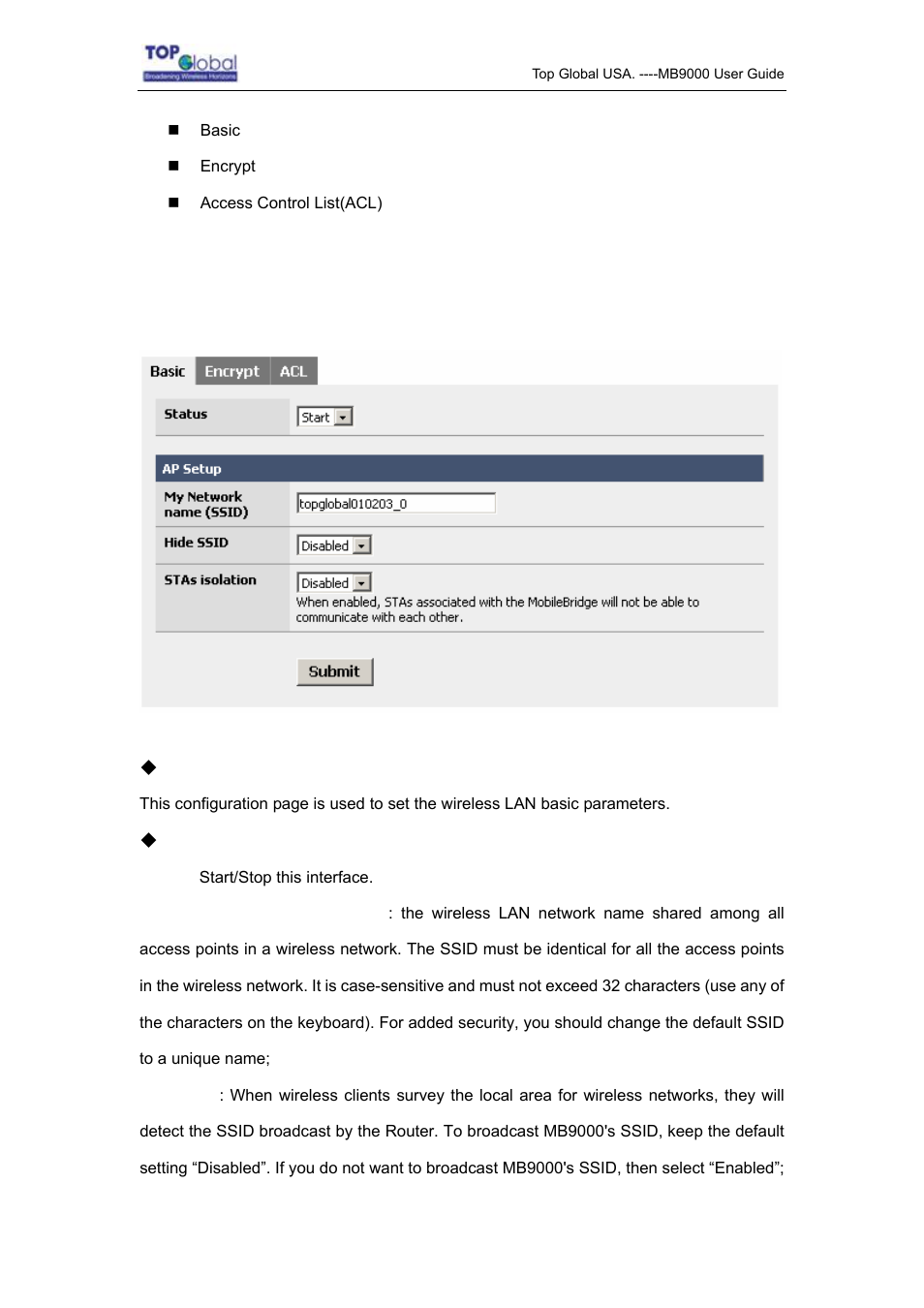 1 basic | Top Global MB9000 User Manual | Page 23 / 66