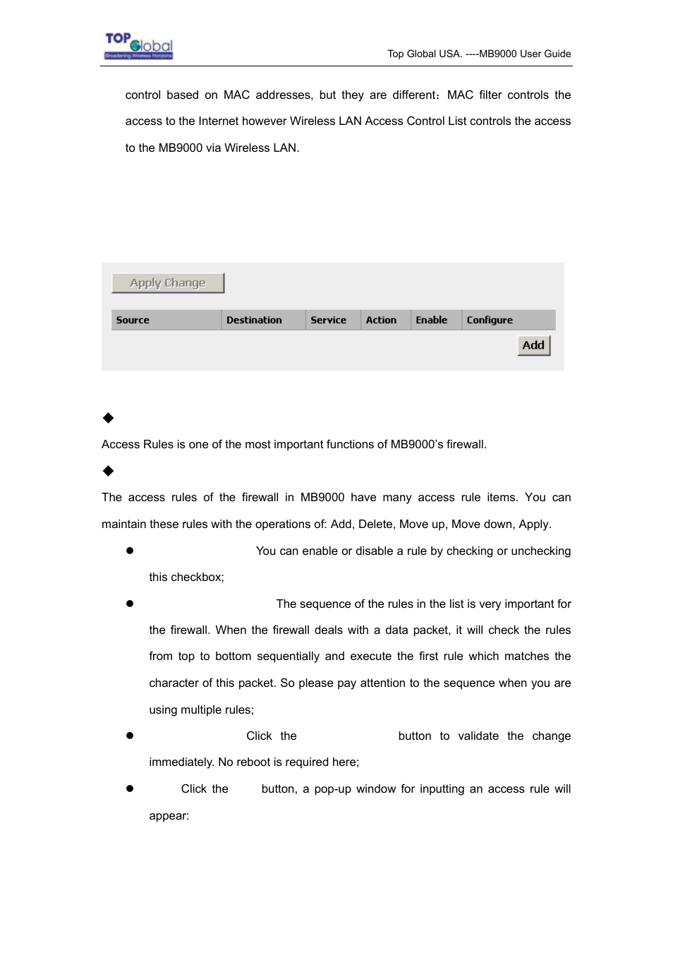 3 ip filter | Top Global MB9000 User Manual | Page 39 / 66