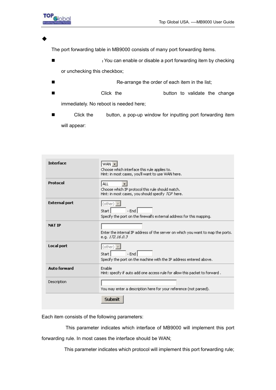 Top Global MB9000 User Manual | Page 43 / 66
