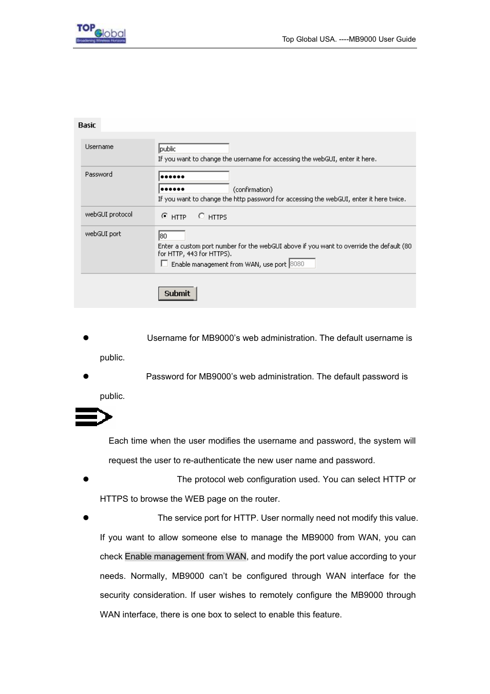 2 administration | Top Global MB9000 User Manual | Page 50 / 66
