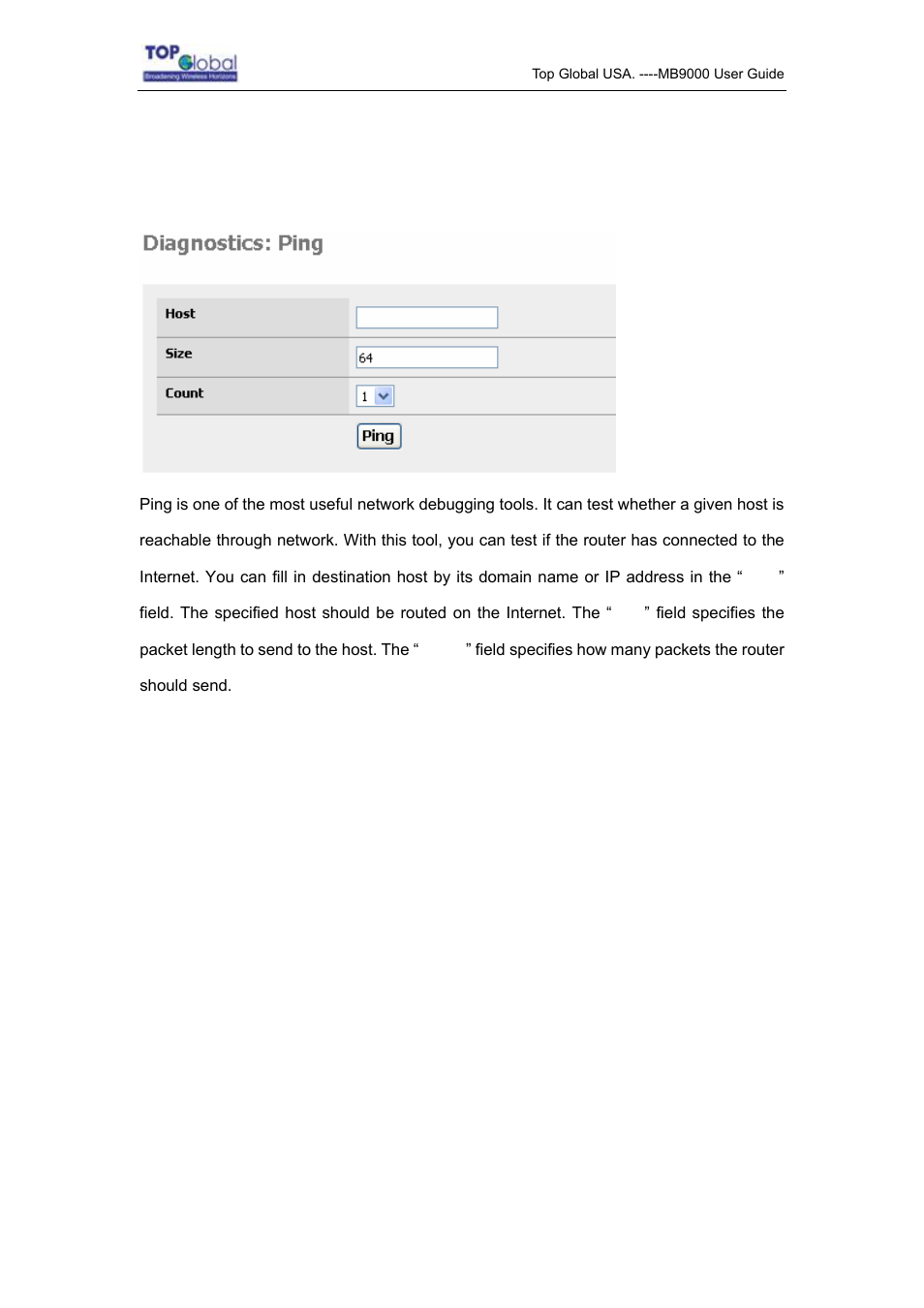 1 ping | Top Global MB9000 User Manual | Page 56 / 66