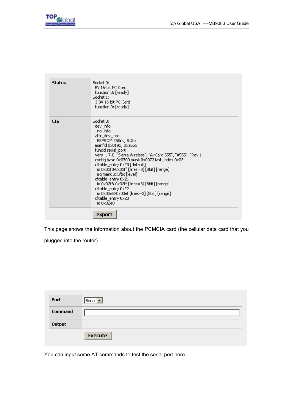 2 pcmcia, 3 at command | Top Global MB9000 User Manual | Page 57 / 66