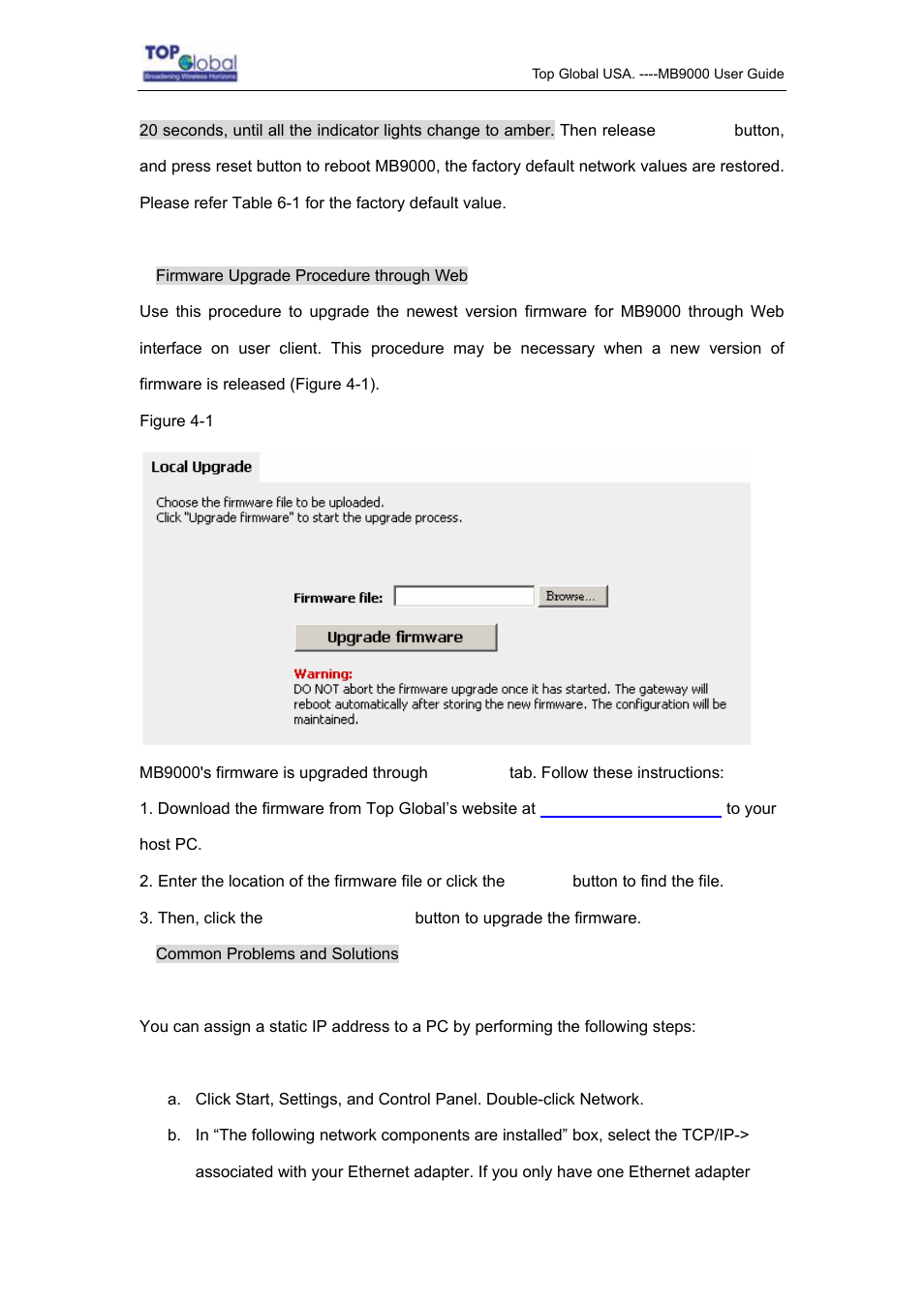 Top Global MB9000 User Manual | Page 59 / 66