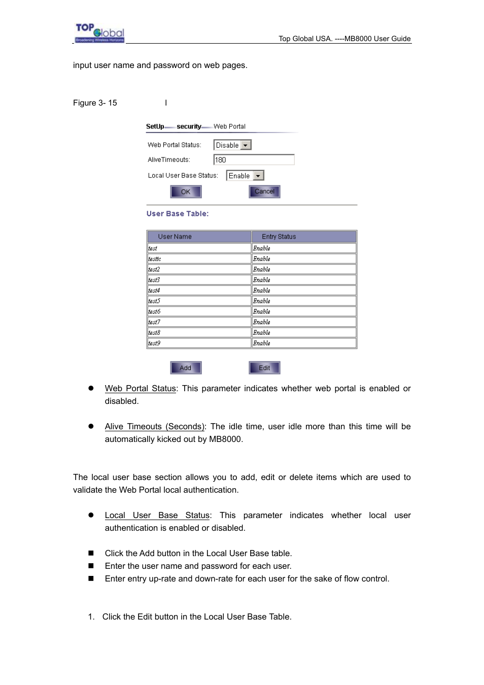 Top Global MB8000 User Manual | Page 29 / 59