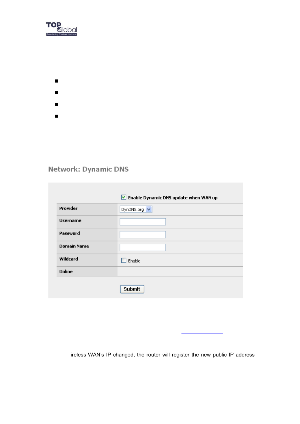 Services, 3 services, 1 dynamic dns | Top Global MB6800 User Manual | Page 45 / 80