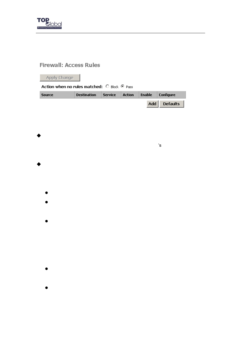 2 access rules | Top Global MB6800 User Manual | Page 52 / 80