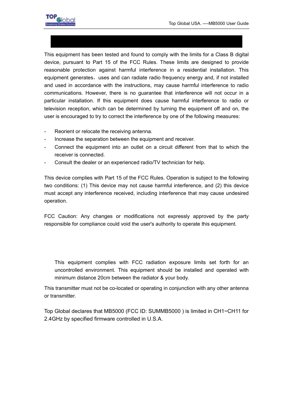 Top Global MB5000K User Manual | Page 2 / 78