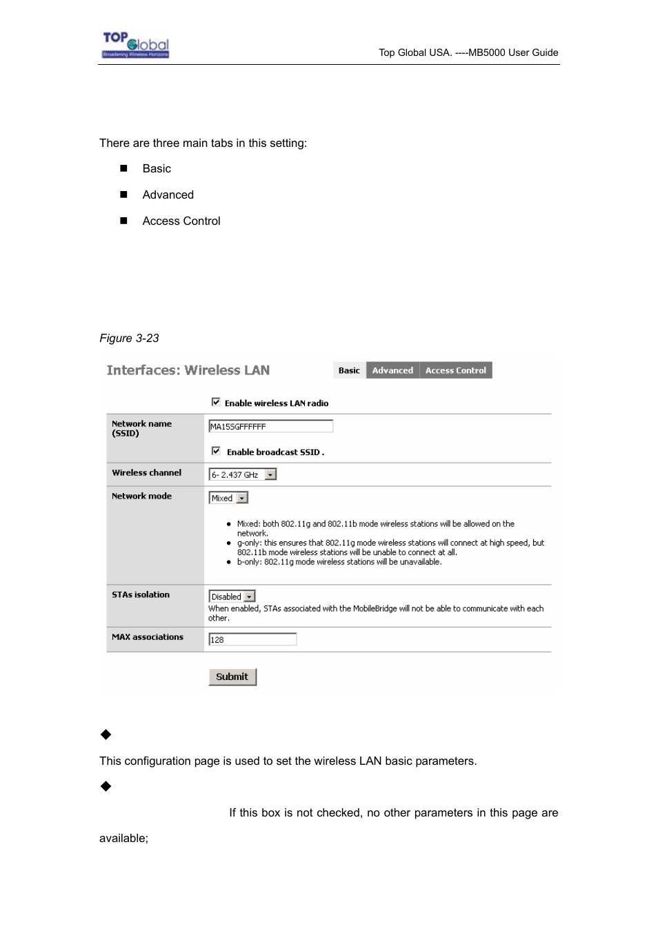 4 wireless lan, 1 basic | Top Global MB5000K User Manual | Page 36 / 78