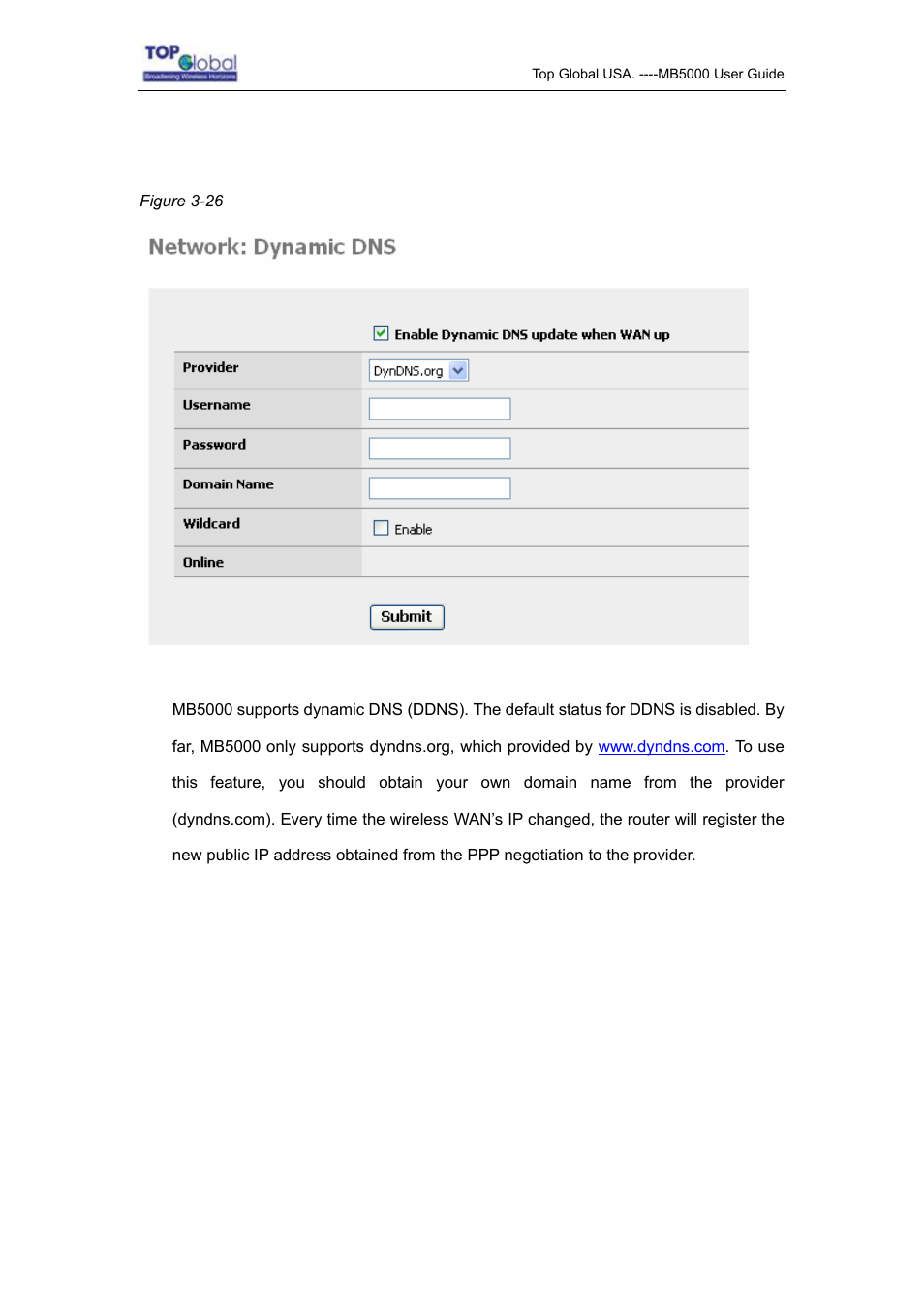 1 dynamic dns | Top Global MB5000K User Manual | Page 42 / 78