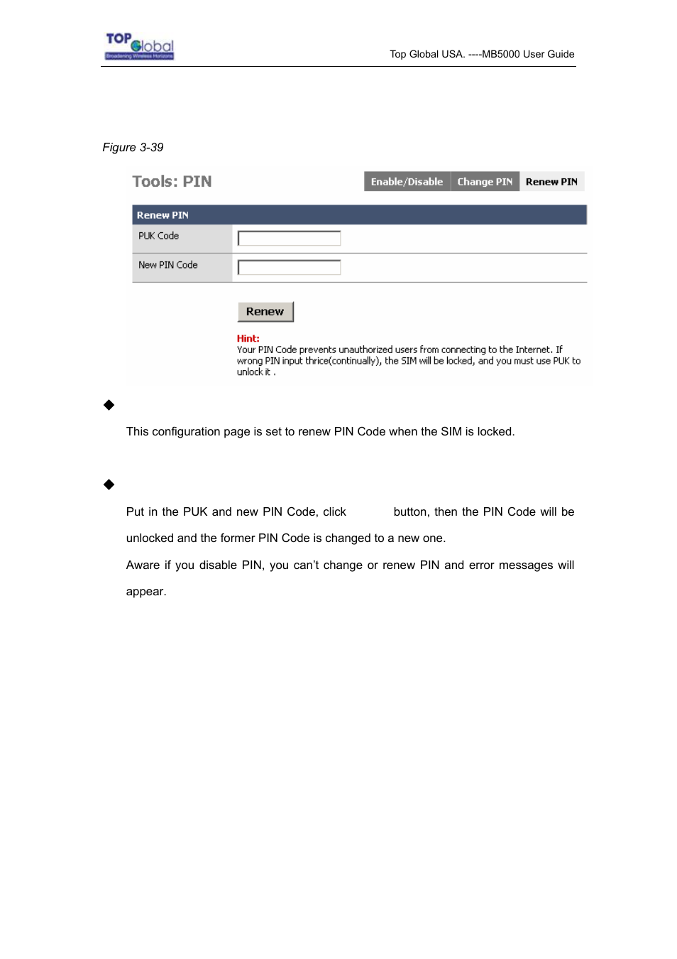 3 renew pin | Top Global MB5000K User Manual | Page 57 / 78