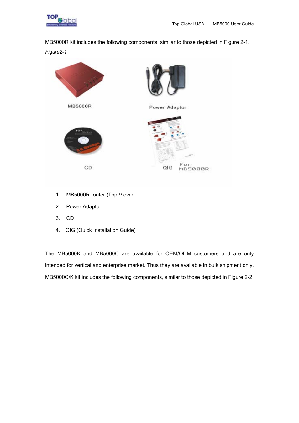 Top Global MB5000K User Manual | Page 7 / 78