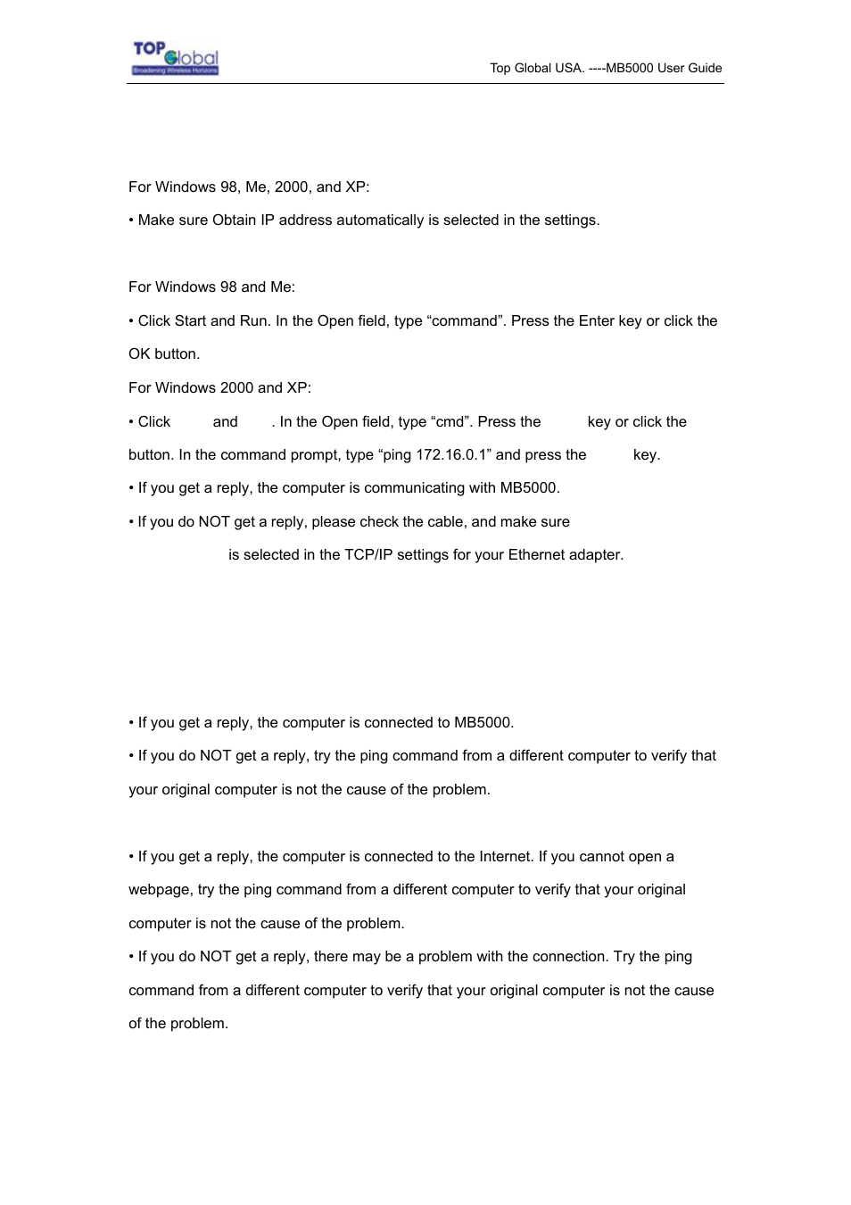 Top Global MB5000K User Manual | Page 70 / 78