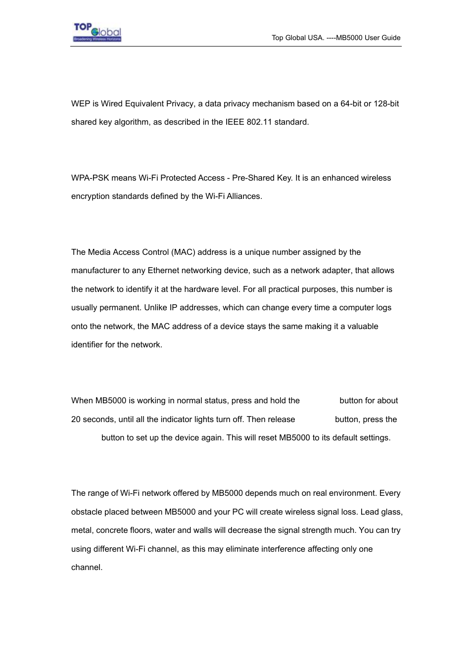 Top Global MB5000K User Manual | Page 74 / 78