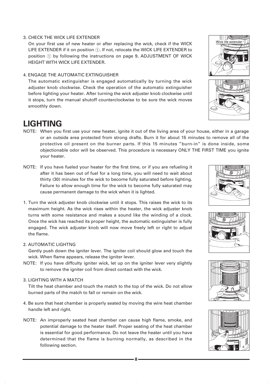 Lighting | Toyotomi KS-47B User Manual | Page 10 / 20