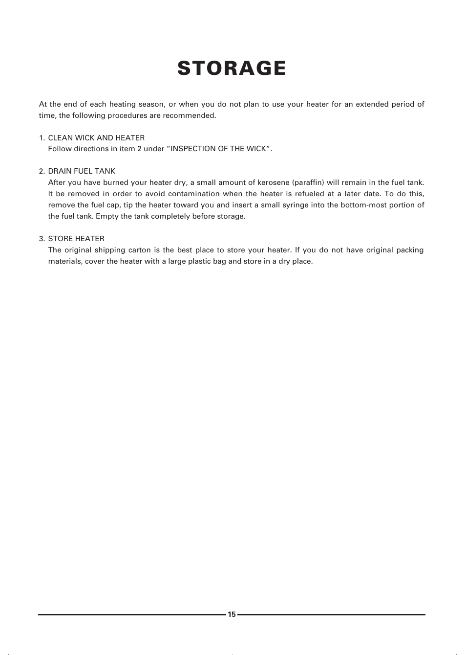 Storage | Toyotomi KS-47B User Manual | Page 17 / 20